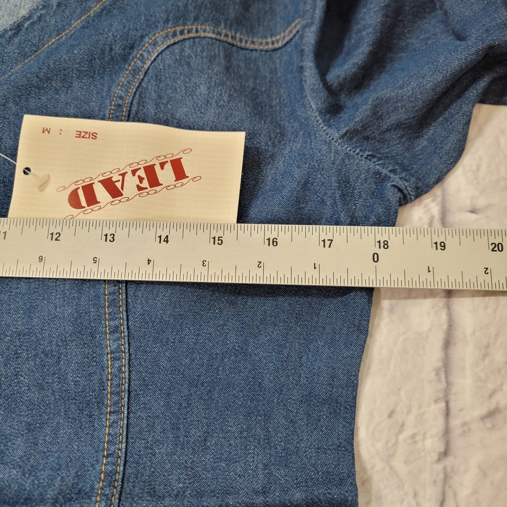 Tunic Top Dress sz Medium Pleated Plaid Flannel Denim Jean Vintage Style 90s Y2K - Picture 11 of 11
